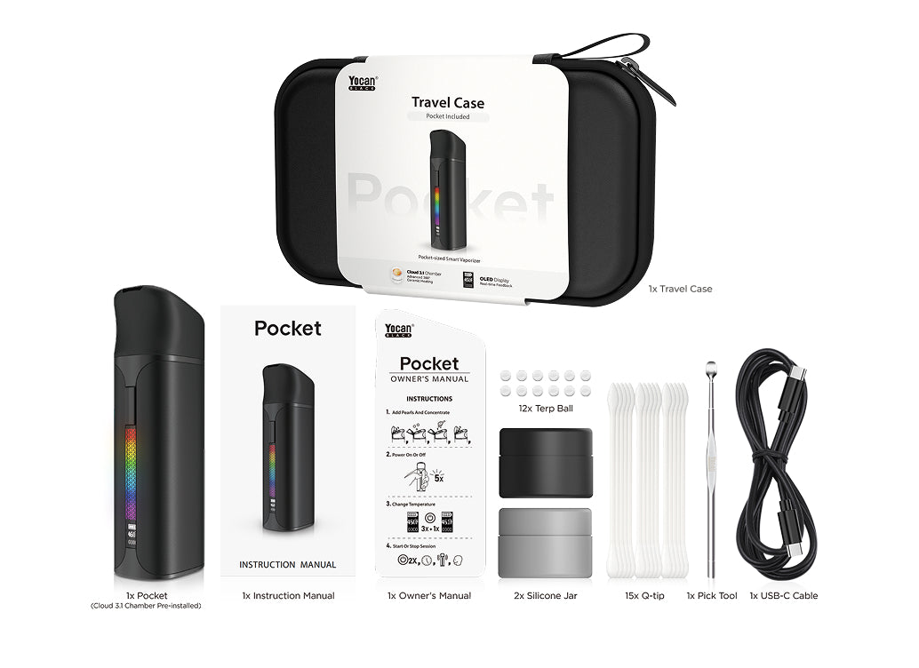 Yocan Black Pocket Full Travel Kit - what's included